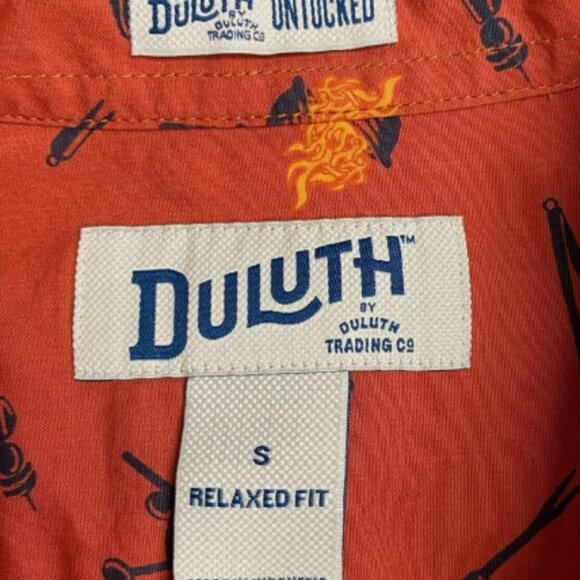 Duluth By Duluth Trading Mens Orange Relaxed Fit Bbq Grilling Button Up Shirt S - Picture 3 of 4